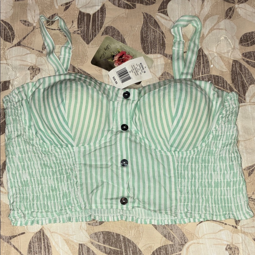 Lily Rose Mint Striped Cropped Top
